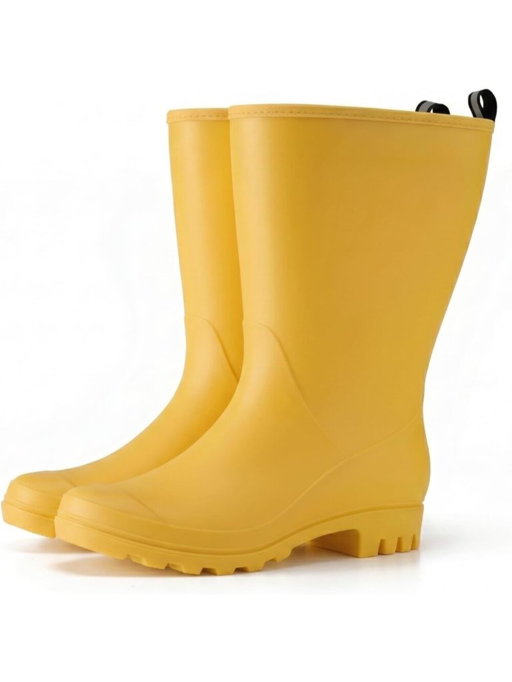 Women's Yellow Seamless Matte Surface Waterproof PVC Wide Calf Rain Rubber Boots